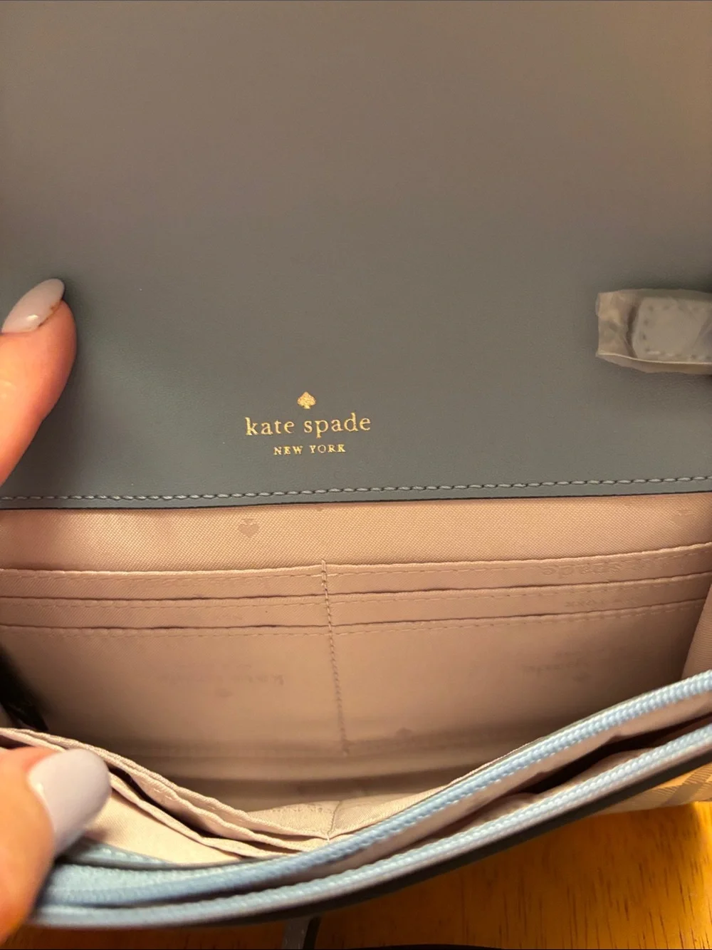 kate spade Blue and White Plaid Crossbody Bag